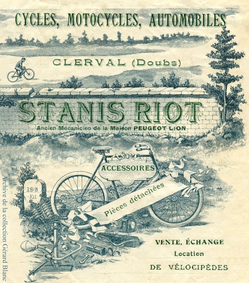 facture ancienne du garagiste Stanis Riot de Clerval